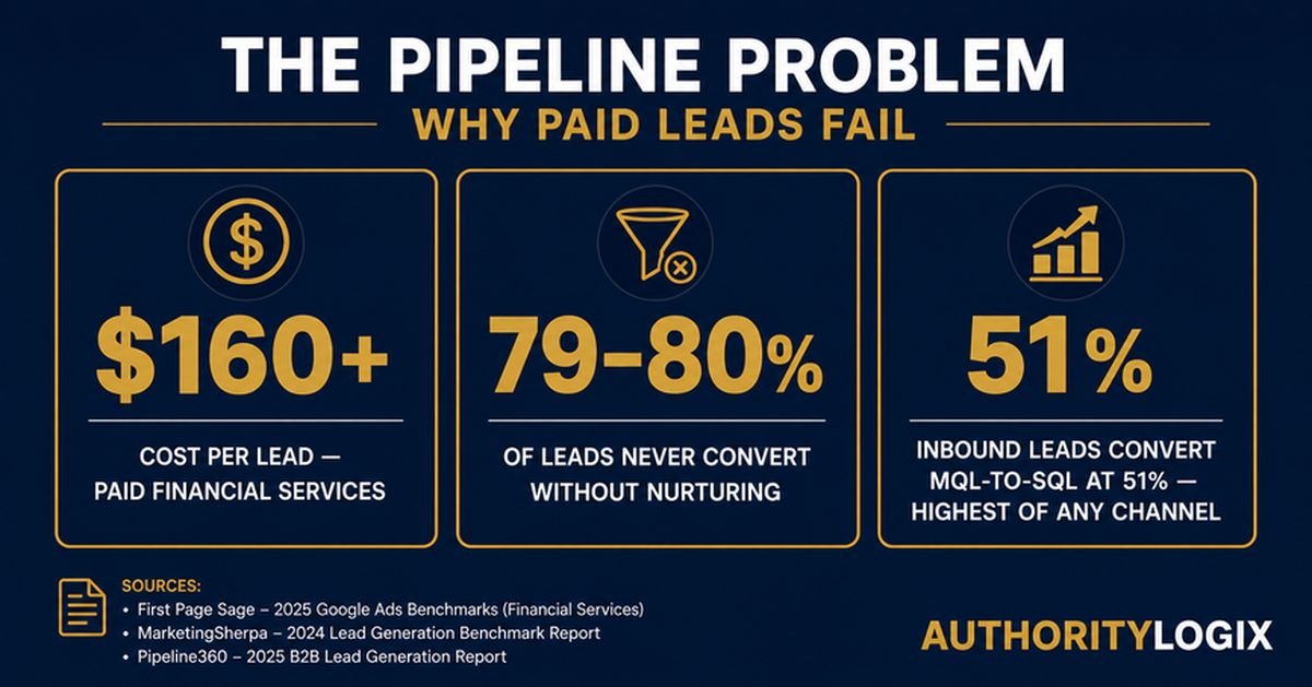 lead generation for financial services — paid vs inbound conversion statistics