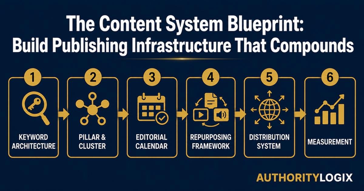 content system blueprint for financial brands — 6-step publishing infrastructure